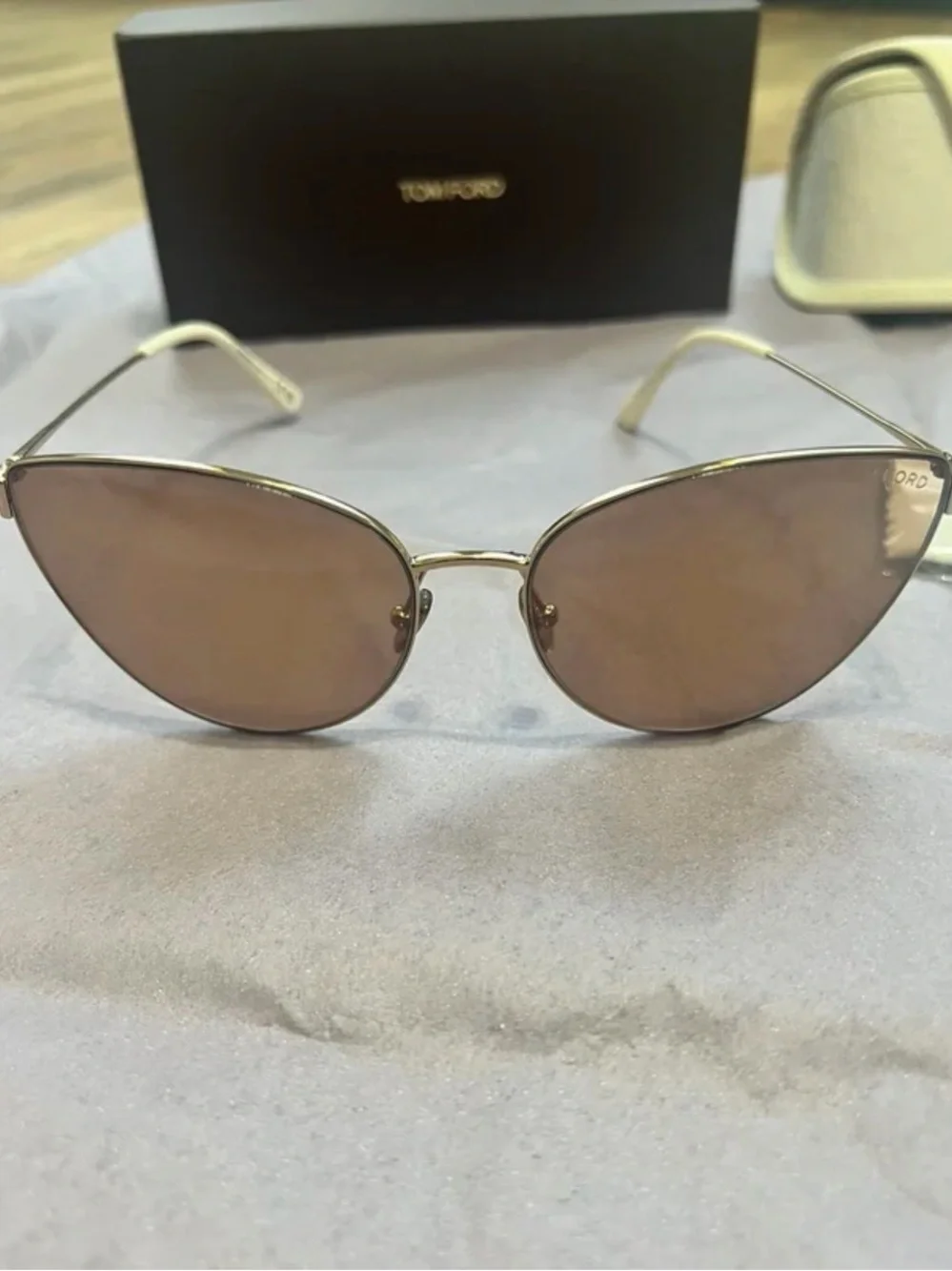 Tom Ford Women's Cat-Eye Sunglasses in Rose Gold Frame and Blush Lenses